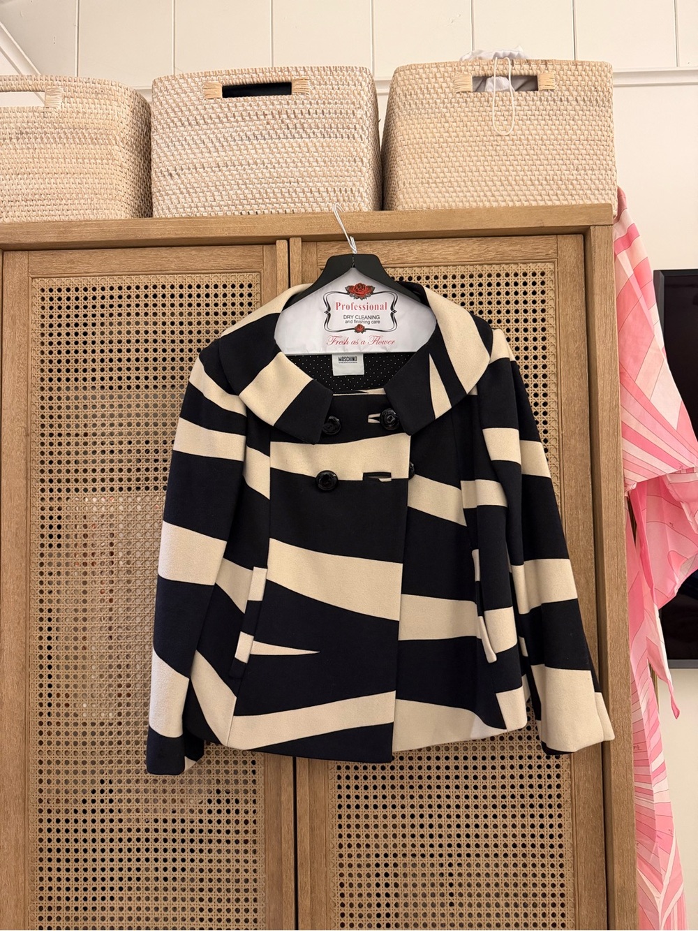 Vintage Moschino zebra stripe inspired Double-Breasted Jacket size L/US 10